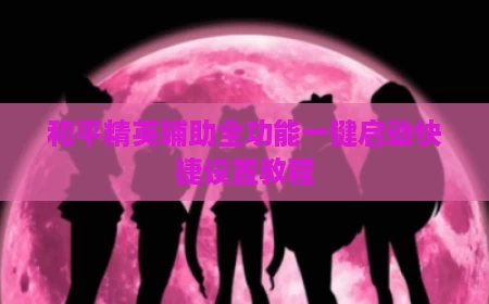 和平精英辅助全功能一键启动快捷设置教程
